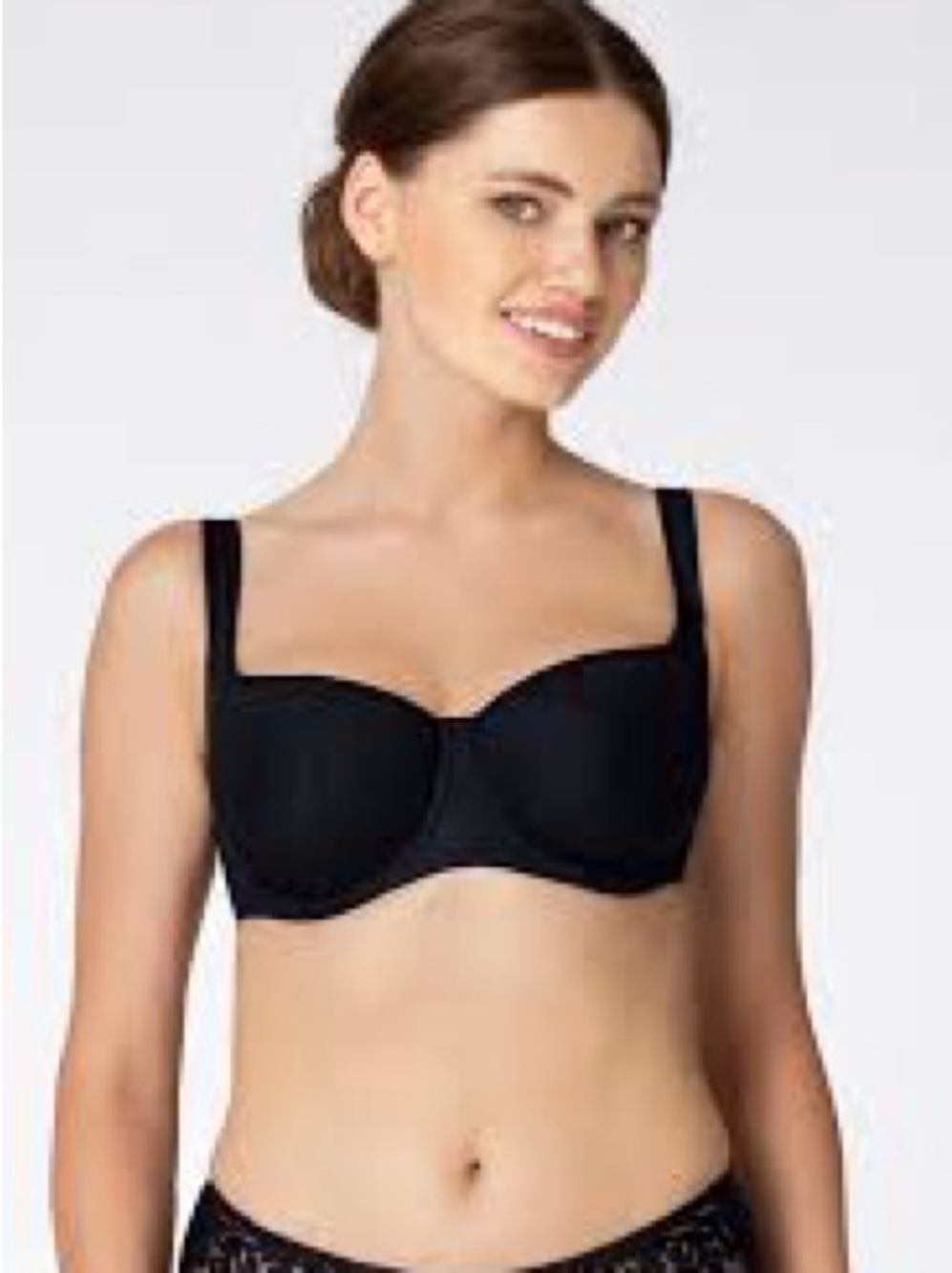 Rosme Black Lace Support Balconette Bra with Underwire